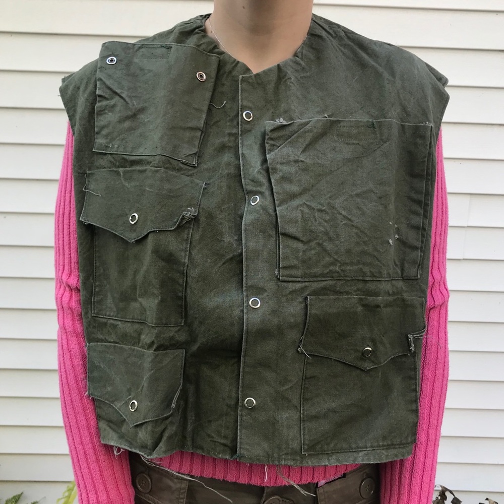 Tank girl vtg handmade utility army vest pockets